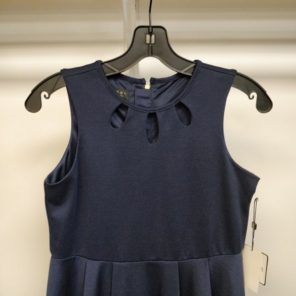 NEW Laundry by Shelli Segal Retro Mod Fit & Flare Dress Neckline Cutouts Blue 14 - Picture 3 of 8